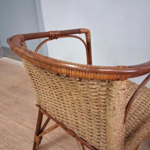 Rara coppia di poltrone poltroncine in bamboo e corda , originali anni '40 - Foto 9