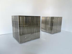 Coppia tavolini cubici - metallo cromato 1970