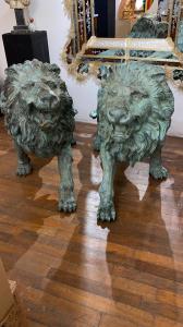 Pair of bronze lions
