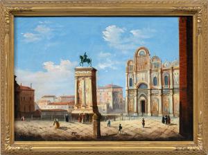 Pittore veneziano (XIX sec.) - Venezia, veduta del campo Santi Giovanni e Paolo.