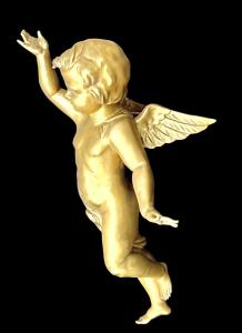 Figura di Angelo in porcellana dorata. - Foto 5