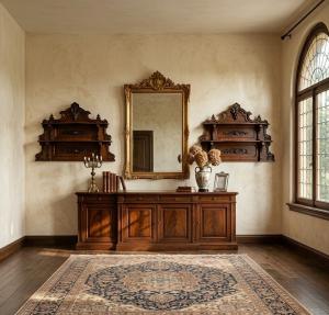 Pair of 19th-century Bolognese walnut shelves