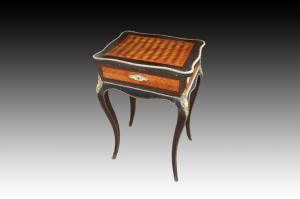 Beautiful small French Louis XV style ebony inlaid vanity table