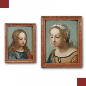 PAIR OF OIL PAINTINGS ON PANEL LATE 16TH CENTURY