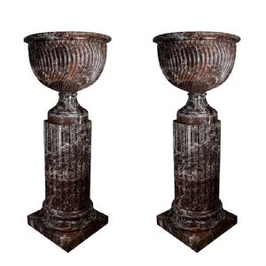Coppia di Colonne in Marmo Rosso Levanto (grandi)
