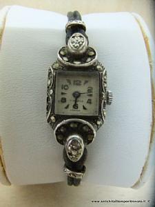 Antico orologio in argento e marcassite   