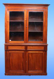 Antica vetrina credenza inglese del 1900 due corpi in mogano 4 ante con cassetti