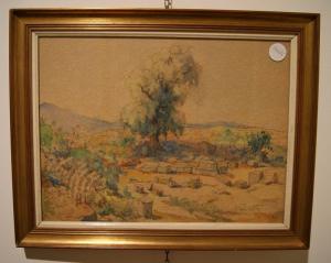 Pastell auf Karton aus dem frühen 20. Jahrhundert, das Ruinen von R. Ruberti darstellt