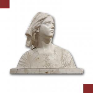 BUSTO IN MARMO DI GIOVANNA D’ARCO PRIMA META’ XIX SECOLO