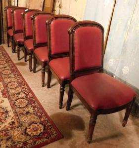  PANC151 - N. 6 poltroncine in noce, misure cm L 50 x P 45 x H 93  