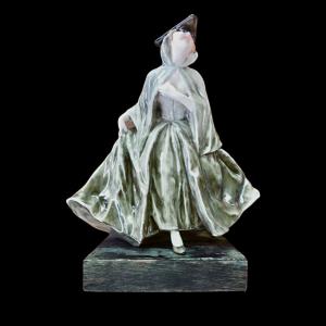 Dama mascherata in ceramica,Manifattura  Cacciapuoti.