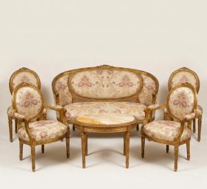 Salotto in Stile Luigi XVI, Epoca '800, Louis XVI-style living room set, 19th century