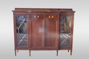 Antica vetrina inglese 4 porte stile Vittoriano del 1800 in legno di mogano