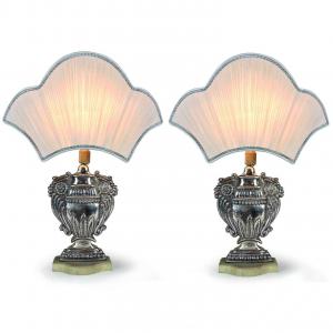 Coppia di lampade in rame argentato