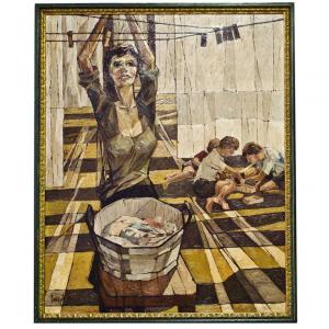Dipinto Italiano "Sole grigio" con Sophia Loren - O/5907