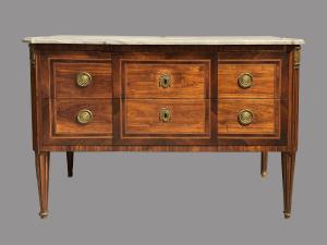 Louis XVI chest of drawers veneered in walnut and rosewood with elegant light wood threads, Piedmont, late 18th century