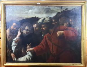 PENDANT OF TWO PAINTINGS. "JOSEPH SOLD BY HIS BROTHERS, the payment and delivery to the merchant".