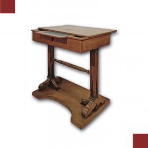 CHERRY WOOD TABLE WITH SLIDING TOP, FIRST HALF OF THE 19TH CENTURY