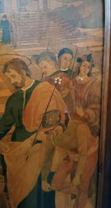 Pannello intarsiato ,cornice intarsiata ,primi 900 Italia ,sposalizio della vergine da Raffaello - Foto 9
