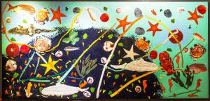 Omar Ronda, Fusioni genetiche",  Plastica su pannello di legno, firmato,1990, Omar Ronda, Genetic fusions," Plastic on wood panel, signed,1990