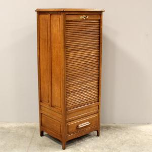 Antique oak roll-top archive filing cabinet - Foto 7