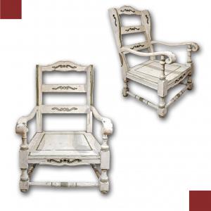 PAIR OF PAINTED ARMCHAIRS EARLY 19TH CENTURY