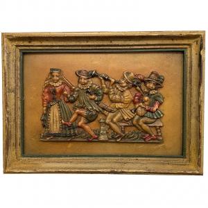 19th Century German Ceroplast Wax Genre Scene Dancing And Playing Figures
