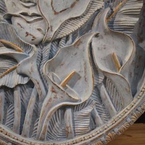  Bas-relief sculpture, stylized face with flowers, 20th century - Foto 6