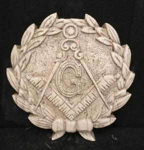 Medaglione massonico finemente scolpito - Diametro 40 cm - Marmo d'Istria - xx secolo