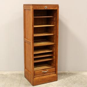 Antiker Eichenholz-Aktenschrank mit Rollladen - Foto 5