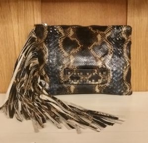 PYTHON HANDBAG WITH FRINGES