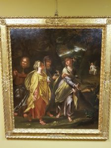 Dipinto  ad  olio  su  tela  raffigurante  le  tre Marie  , autore  Giuseppe  Simonelli (Napoli 1649 - 1710)