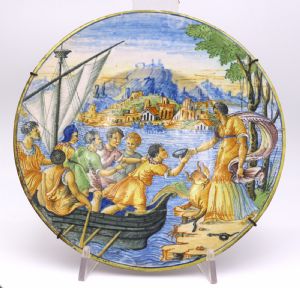Piatto in ceramica Castelli , XIX secolo.