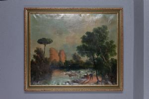 Veduta di un paesaggio arcadico dell'800