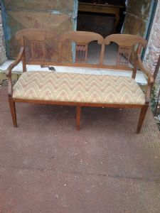Neoclassical cherry wood bench, 136x88x52. Legal warranty provided.