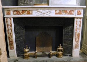 CHM299 - Louis XVI fireplace with inlays, cm L 168 x H 112 x D 30