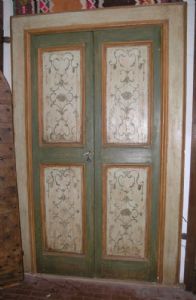 ptl270 porta laccata e dipinta epoca 700 mis.telaio cm 150x240 max