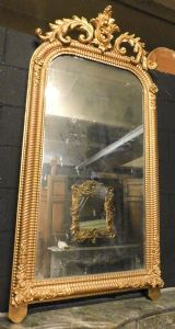 specc94 mirror with curved top, 19th century, height 150 cm x 75 cm width.