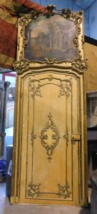 ptl492 - lackierte und vergoldete Tür, B 140 x H 388 cm