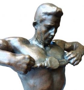 Bronzo di atleta firmato Lazzerini, 1905. Fonderia Vignali Firenze. Altezza 68 cm. base 23 cm..