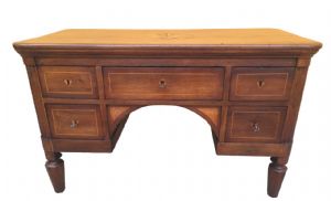 Rare and particular Louis XVI inlaid walnut secretary desk