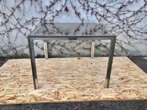 Mesa Quadrada em Latão e Aço Cromado - Restaurada (em andamento) _car 1519