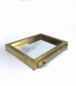 Vintage tray - brass and mirror - 70s