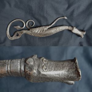 Raro saltarello zoomorfo in ottone argentato XVIII secolo