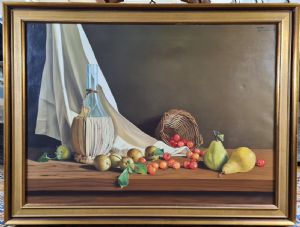Taricco Michele (1927-2022)." Natura morta con fiasco "