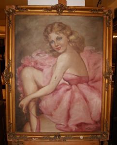 Antique oil painting on canvas from the 1900s depicting "Ballerina"