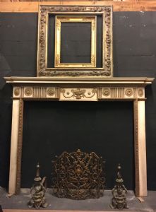 chl158 - lacquered wood fireplace, late 18th century, cm W 190 x H 147 x D 16