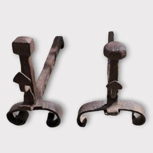 Pair of 16th-century wrought iron fire dogs