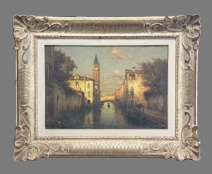 Antoine Bouvard Senior, Gondoliere sul canale, olio su tela