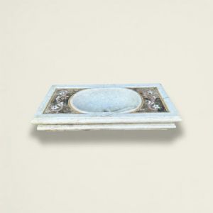 
Lavabo in marmo con intarsi floreali in pietre dure, XX secolo